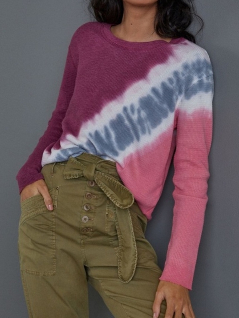 Anthropologie T.La Teresa Tie Dye Long Sleeve Thermal Top